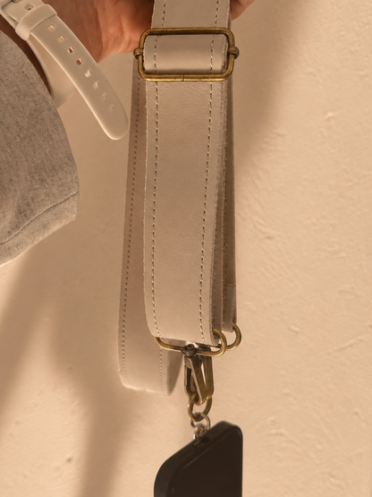 Bracelet en cuir véritable — Beige (3,8 cm) Sans porte-monnaie