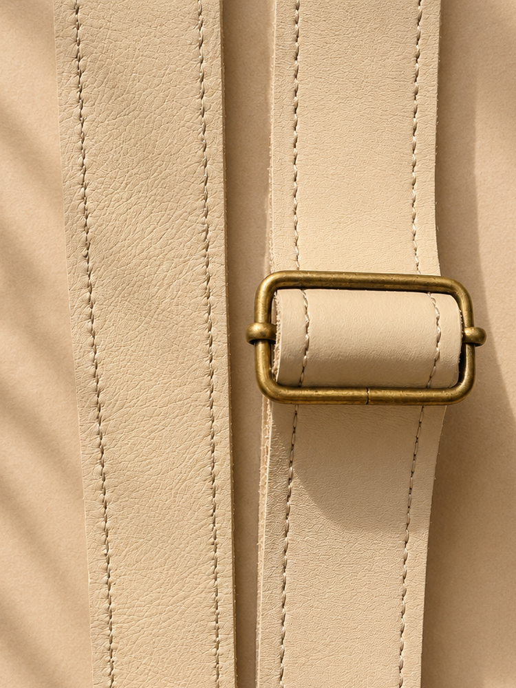 Bracelet en cuir véritable — Beige (3,8 cm) Sans porte-monnaie
