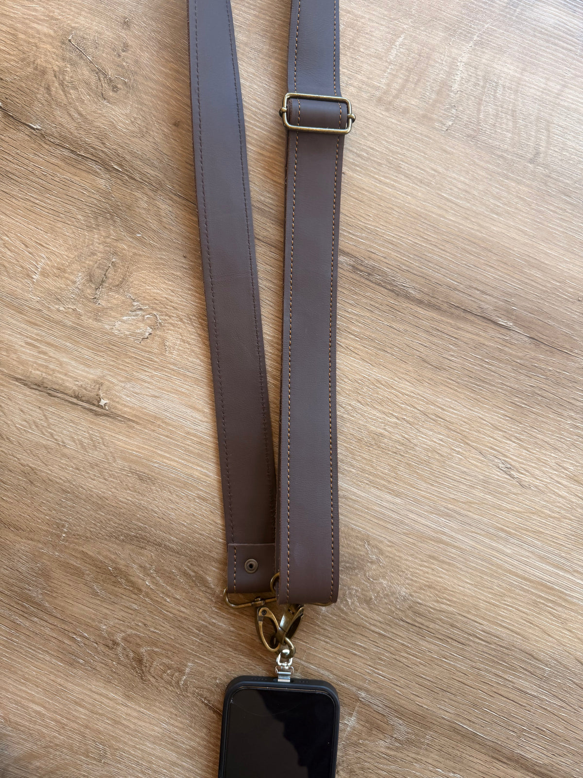 Bracelet en cuir véritable - Marron (3,8 cm) Sans porte-monnaie