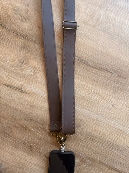 Bracelet en cuir véritable - Marron (3,8 cm) Sans porte-monnaie