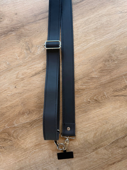Bracelet en cuir véritable - Noir nuit (3,8 cm) Sans porte-monnaie