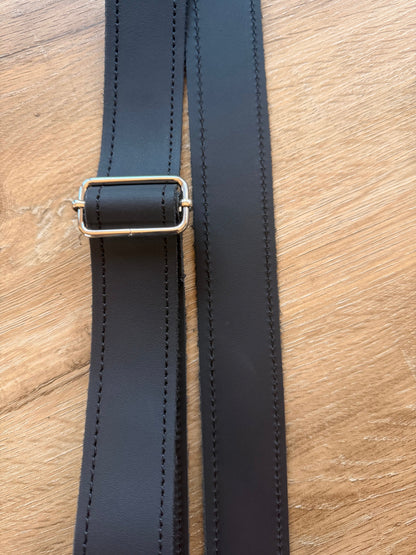 Bracelet en cuir véritable - Noir nuit (3,8 cm) Sans porte-monnaie