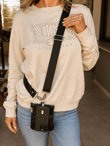 Bandoulière et pochette en cuir véritable